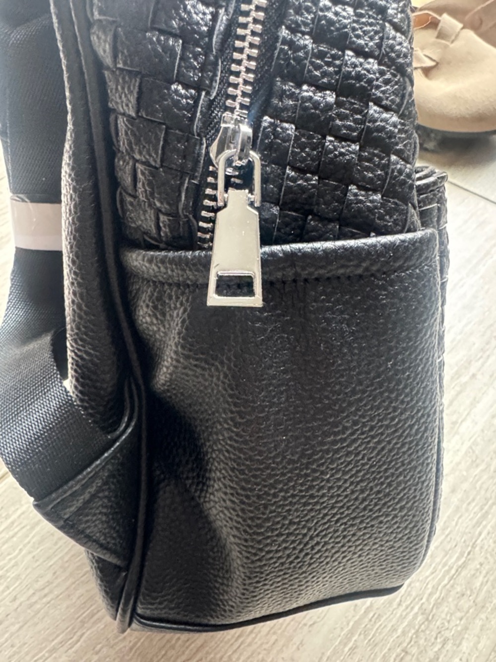 Black Woven Texture Mini Backpack - I&R Logo - Picture 3 of 5